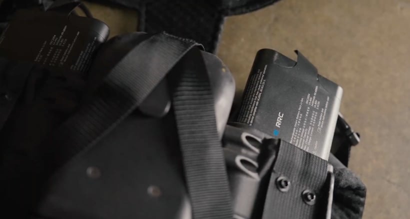 A SafeLift battery being put in its slot.